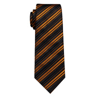Black Orange Striped Silk Necktie