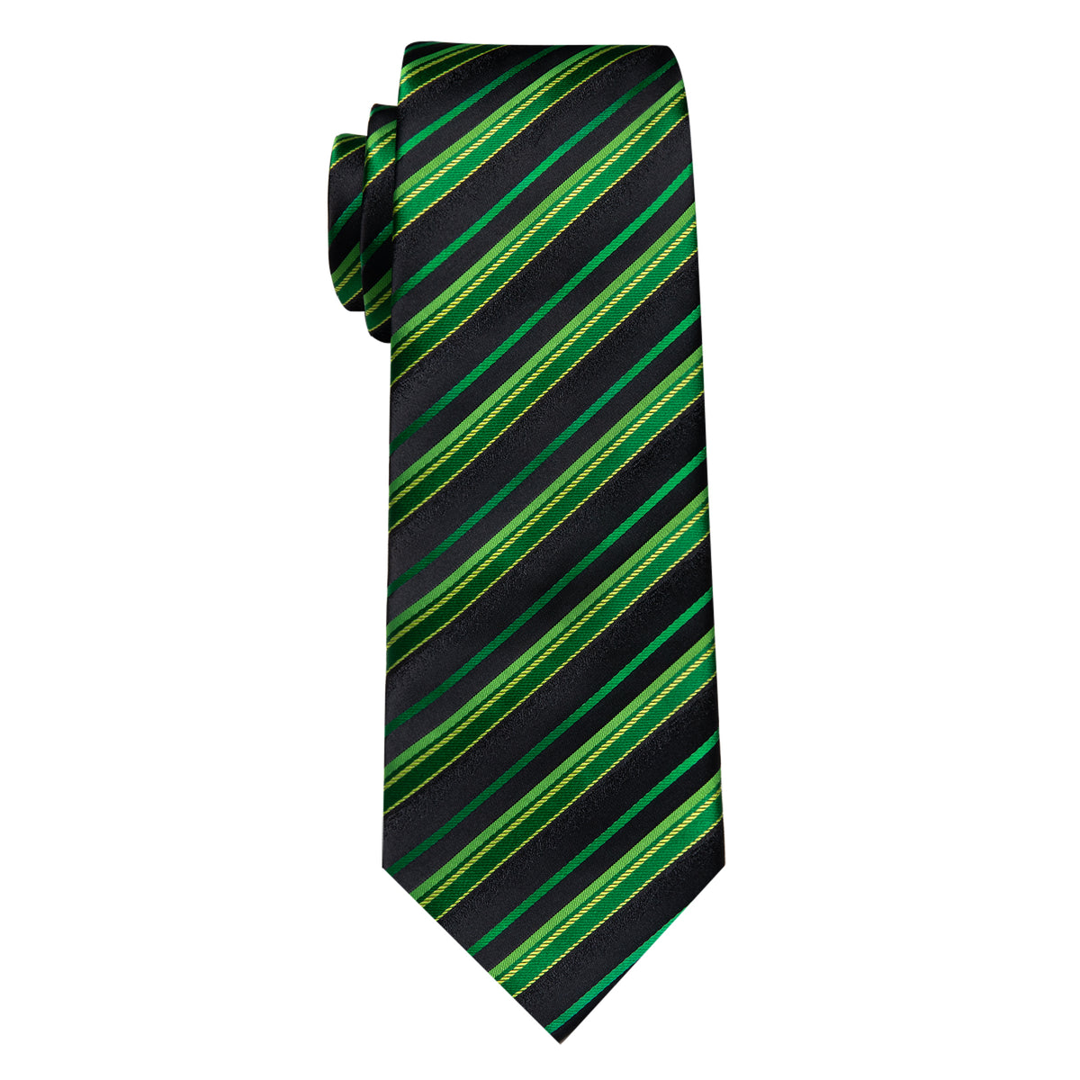 Black Green Striped Silk Necktie