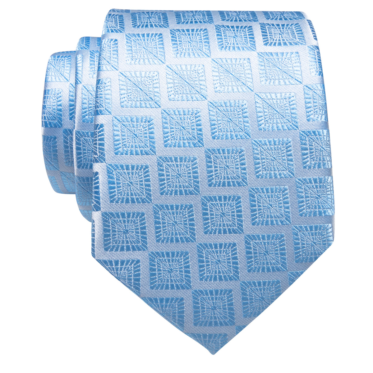 Sky Blue Plaid Novelty Silk Necktie