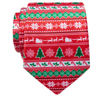 Red Green Christmas Tree Novelty Silk Necktie