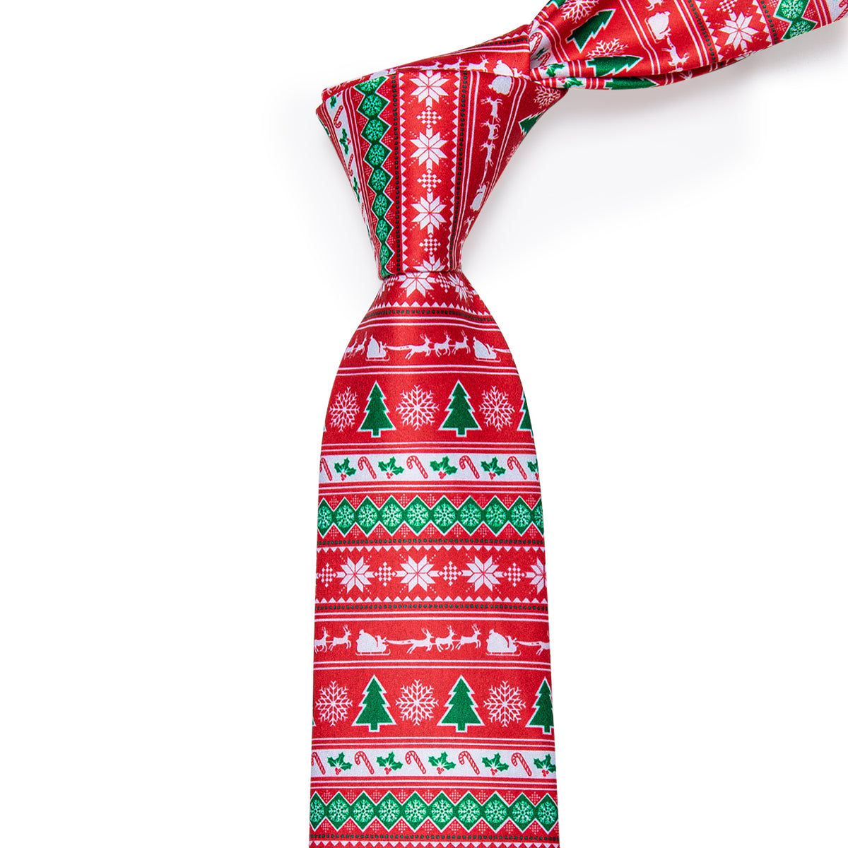 Red Green Christmas Tree Novelty Silk Necktie