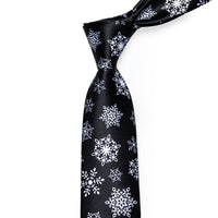 Black White Snowflake Christmas Silk Necktie