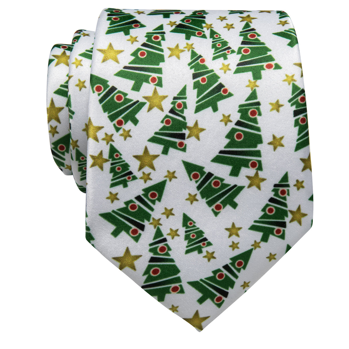 White Christmas Tree withe Star Silk Necktie