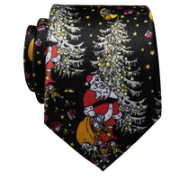 Black White Novelty Christmas Silk Necktie