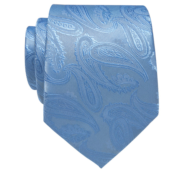 YourTies Light Blue Tie Sky Blue Paisley Silk Necktie