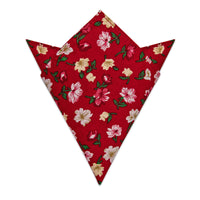 Red Floral Skinny Necktie with Tie Clip