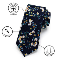 Blue White Floral Skinny Tie Set