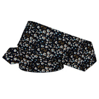 Blue Black Printed Skinny Tie Set