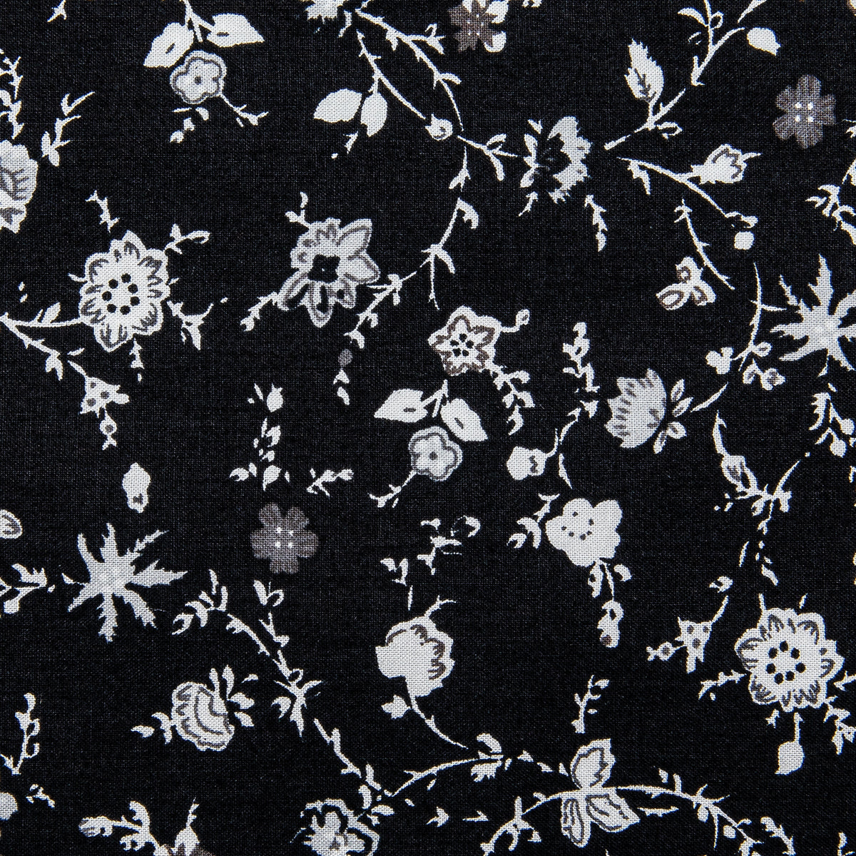 Black Sliver Floral Printed Skinny Tie Set with Tie Clip