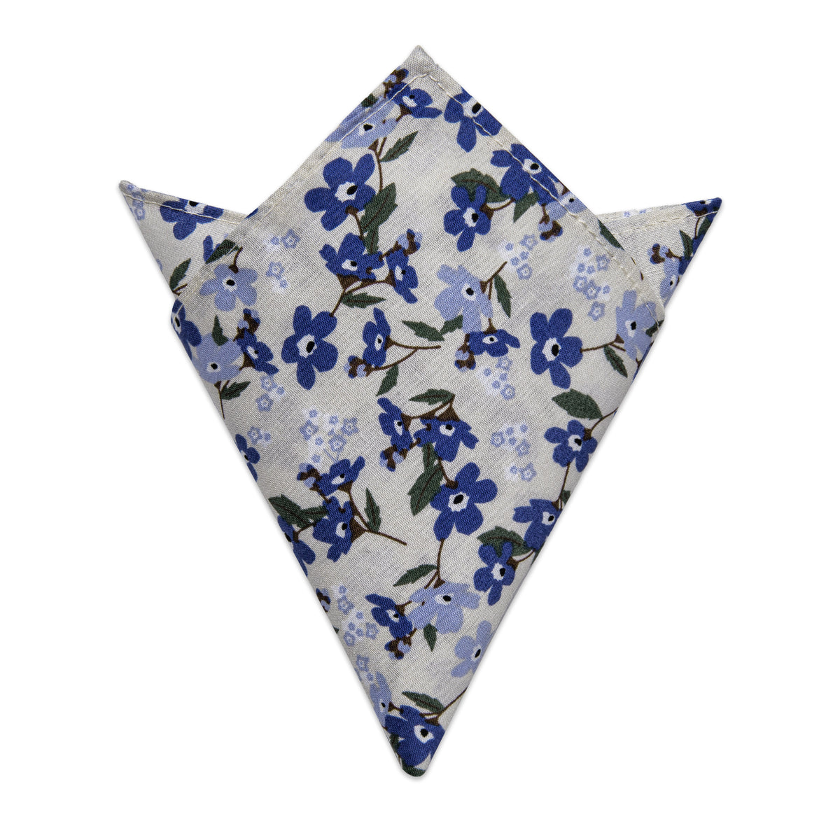 YourTies White Tie Floral Wedding Blue Flower Printed Tie Set and Clip