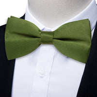 Olive Green Solid Pre-tied Bowtie
